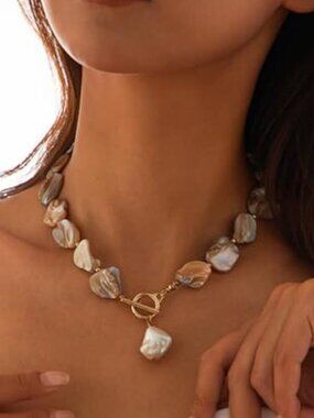 Starfish Shell Necklaces Trendy Summer Nacar Tone  Boho Seashell Pendant Beach